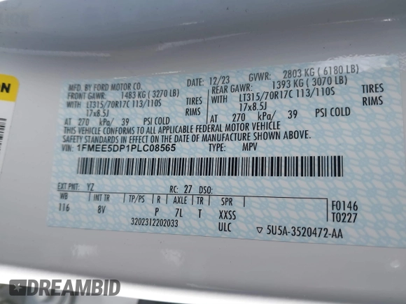 2023 Ford Bronco z VIN 1FMEE5DP1PLC08565, wystawiony jako IAAI lot #41610564 z przebiegiem 19 244 mil mil oraz . Historia ofert i sprzedaży dostępna na DreamBid. Obrazek 9.