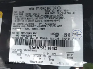 2019 Ford Mustang GT with VIN 1FA6P8CF5K5181483, listed as a IAAI auction lot 42012641 with 23,317 mi miles. Bid and sale history available at carsss.com. Image 9.