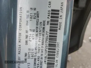 2013 Mazda 3 i Sport with VIN JM1BL1UP2D1790477, listed as a Copart auction lot 57249185 with 104,480 mi miles and Clean title. Bid and sale history available at DreamBid. Image 12.