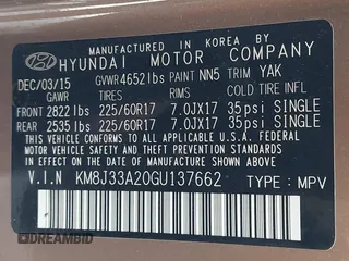 2016 Hyundai Tucson Limited with VIN KM8J33A20GU137662, listed as a IAAI auction lot 41818149 with 120,010 mi miles. Bid and sale history available at carsss.com. Image 9.