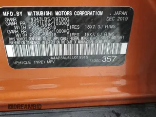 2020 Mitsubishi Outlander Sport ES 2.0 with VIN JA4AP3AU4LU019919, listed as a Copart auction lot 85938144 with 116,856 mi miles and Clean Title. Bid and sale history available at carsss.com. Image 13.