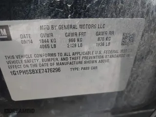 2014 Chevrolet Cruze ECO with VIN 1G1PH5SBXE7476296, listed as a IAAI auction lot 41892997 with 102,143 mi miles. Bid and sale history available at carsss.com. Image 9.