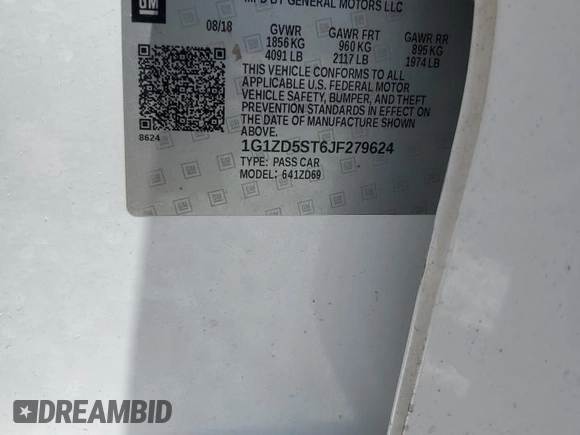 2018 Chevrolet Malibu LT with VIN 1G1ZD5ST6JF279624, listed as a Copart auction lot 54698195 with 183,147 mi miles and Salvage Title. Bid and sale history available at DreamBid. Image 12.