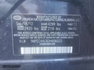2013 Hyundai Sonata Limited with VIN 5NPEC4AC6DH606022, listed as a Copart auction lot 49320185 with 114,497 mi miles and Salvage Title. Bid and sale history available at carsss.com. Image 15.