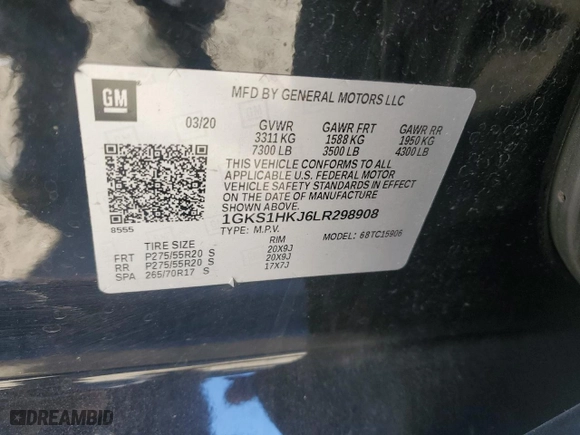 2020 GMC Yukon XL Denali with VIN 1GKS1HKJ6LR298908, listed as a Copart auction lot 85876214 with 148,958 mi miles and Salvage Title. Bid and sale history available at carsss.com. Image 13.