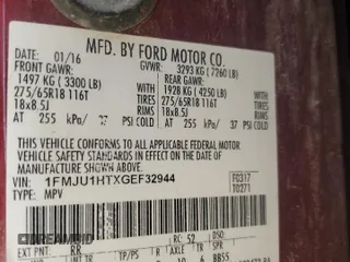 2016 Ford Expedition XLT с VIN 1FMJU1HTXGEF32944, выставлен на аукционе Copart как лот 48763125 с пробегом Не указан миль и Списание • Salvage title. История ставок и продаж доступна на DreamBid. Изображение 15.