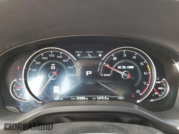 2020 BMW X3 M Competition with VIN 5YMTS0C00LLT10453, listed as a Copart auction lot 74014573 with 35,896 mi miles. Bid and sale history available at carsss.com. Image 9.