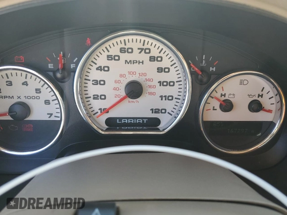 2007 Ford F-150 XLT with VIN 1FTPW14V77KC10974, listed as a Copart auction lot 52393455 with 167,297 mi miles and Salvage Title. Bid and sale history available at DreamBid. Image 9.