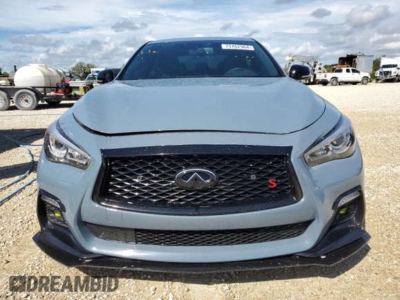 2021 Infiniti Q50 Red Sport 400 with VIN JN1FV7DP2MM850371, listed as a Copart auction lot 73762964 with 49,874 mi miles and Salvage Title. Bid and sale history available at DreamBid. Image 5.