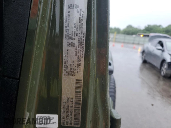 2022 Jeep Gladiator High Altitude with VIN 1C6HJTFG3NL175555, listed as a Copart auction lot 53059995 with 23,014 mi miles and Salvage title. Bid and sale history available at DreamBid. Image 13.