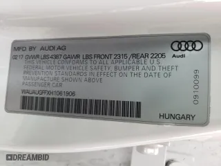2017 Audi A3 Sedan Premium with VIN WAUAUGFFXH1061906, listed as a Copart auction lot 44258753 with 90,335 mi miles. Bid and sale history available at carsss.com. Image 12.