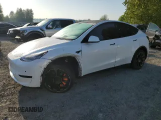 2022 Tesla Model Y Long Range with VIN 7SAYGAEE7NF376795, listed as a Copart auction lot 55113135 with 66,796 mi miles and Salvage Title. Bid and sale history available at carsss.com. Image 1.