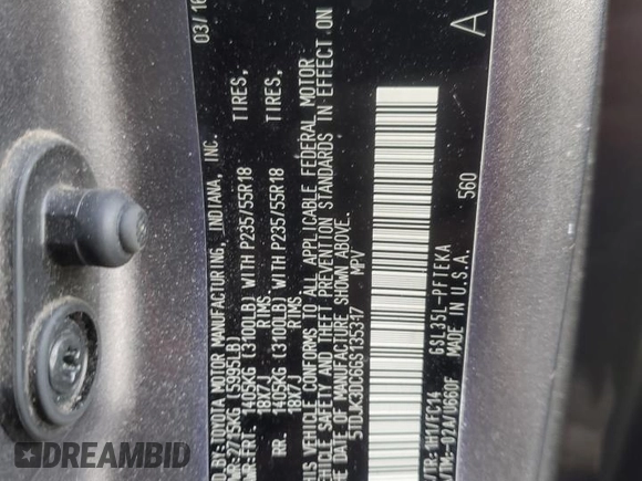 2016 Toyota Sienna LE with VIN 5TDJK3DC6GS135317, listed as a Copart auction lot 87875305 with 213,770 mi miles and Salvage Title. Bid and sale history available at carsss.com. Image 14.