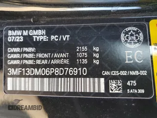 2023 BMW M2 with VIN 3MF13DM06P8D76910, listed as a Copart auction lot 43952604 with 0 mi miles. Bid and sale history available at carsss.com. Image 12.