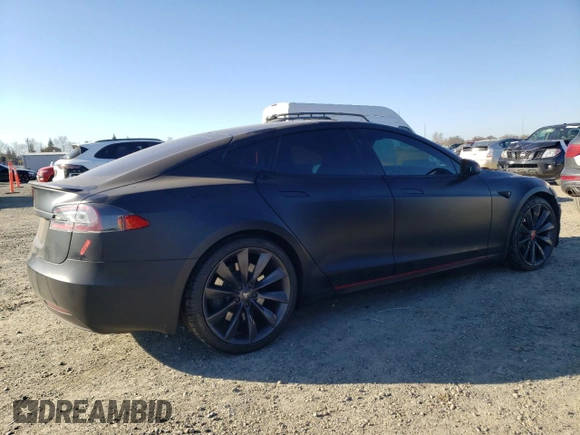2017 Tesla Model S 100D with VIN 5YJSA1E22HF192735, listed as a Copart auction lot 88709355 with 100,039 mi miles and Salvage Title. Bid and sale history available at carsss.com. Image 3.