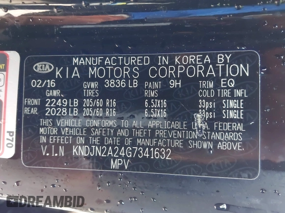 2016 Kia Soul z VIN KNDJN2A24G7341632, wystawiony jako IAAI lot #41990934 z przebiegiem 51 387 mil mil oraz . Historia ofert i sprzedaży dostępna na DreamBid. Obrazek 9.