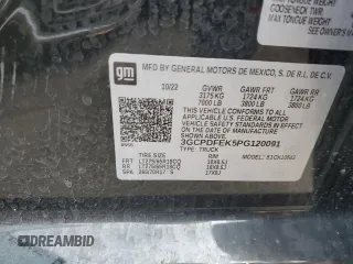 2023 Chevrolet Silverado 1500 LT Trail Boss with VIN 3GCPDFEK5PG120091, listed as a Copart auction lot 73944274 with Not Provided miles and Salvage Title. Bid and sale history available at DreamBid. Image 12.