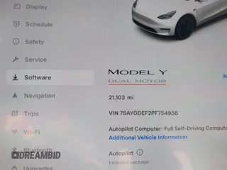 2023 Tesla Model Y Performance with VIN 7SAYGDEF2PF754938, listed as a IAAI auction lot 42067041 with 21,103 mi miles and . Bid and sale history available at DreamBid. Image 15.