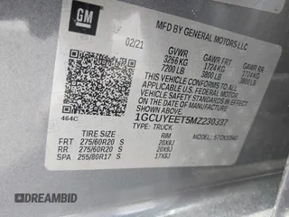 2021 Chevrolet Silverado 1500 RST with VIN 1GCUYEET5MZ230337, listed as a IAAI auction lot 39846314 with 15,605 mi miles. Bid and sale history available at carsss.com. Image 9.