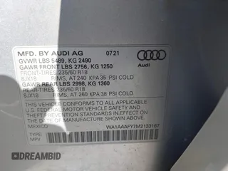 2021 Audi Q5 Premium with VIN WA1AAAFY7M2133167, listed as a IAAI auction lot 42658671 with 62,020 mi miles and . Bid and sale history available at DreamBid. Image 9.
