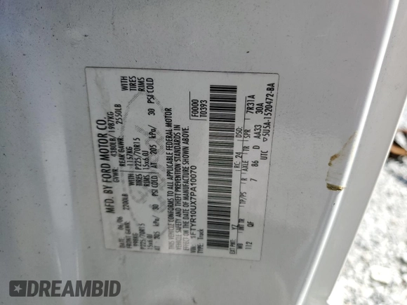 2007 Ford Ranger XL with VIN 1FTYR10UX7PA10070, listed as a Copart auction lot 48195475 with Not provided miles and Salvage title. Bid and sale history available at DreamBid. Image 12.