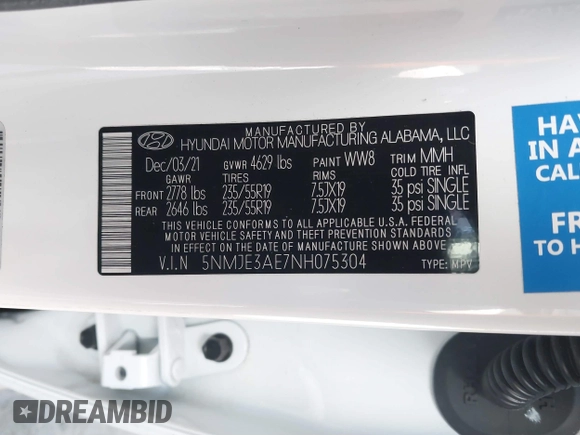 2022 Hyundai Tucson Limited with VIN 5NMJE3AE7NH075304, listed as a IAAI auction lot 41596387 with 43,371 mi miles. Bid and sale history available at carsss.com. Image 9.