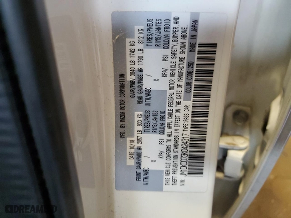 2019 Mazda CX-3 Grand Touring with VIN JM1DKDD73K0424317, listed as a Copart auction lot 55127294 with 66,200 mi miles and Salvage Title. Bid and sale history available at carsss.com. Image 15.