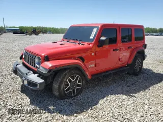 2024 Jeep Wrangler Sahara z VIN 1C4PJXEG6RW266773, wystawiony jako Copart lot #53257415 z przebiegiem 9 655 mil mil oraz Szkoda całkowita • Salvage title. Historia ofert i sprzedaży dostępna na DreamBid. Obrazek 1.