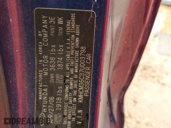 2007 Hyundai Accent GS with VIN KMHCM36C37U003798, listed as a Copart auction lot 50176595 with 122,342 mi miles and Salvage Title. Bid and sale history available at carsss.com. Image 12.