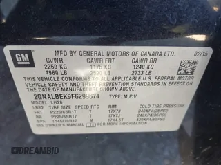 2015 Chevrolet Equinox LT with VIN 2GNALBEK9F6299674, listed as a IAAI auction lot 41811130 with 197,441 mi miles. Bid and sale history available at carsss.com. Image 9.