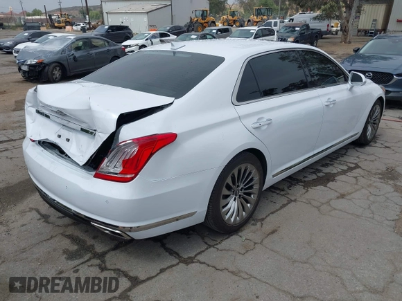 2019 Genesis G90 Premium with VIN KMTF34JA4KU061686, listed as a IAAI auction lot 42157076 with 27,359 mi miles and . Bid and sale history available at DreamBid. Image 4.
