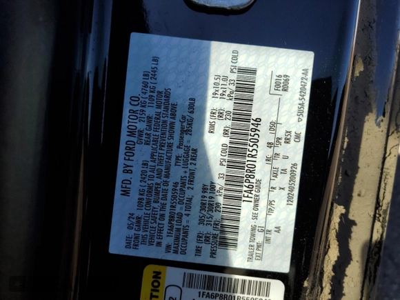 2024 Ford Mustang Dark Horse with VIN 1FA6P8R01R5505946, listed as a Copart auction lot 76901344 with 1,162 mi miles and Salvage Title. Bid and sale history available at carsss.com. Image 13.
