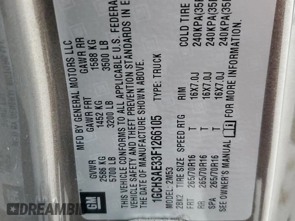 2015 Chevrolet Colorado z VIN 1GCHSAE33F1266105, wystawiony jako Copart lot #82605194 z przebiegiem 215 672 mil mil oraz Szkoda całkowita • Salvage title. Historia ofert i sprzedaży dostępna na DreamBid. Obrazek 13.