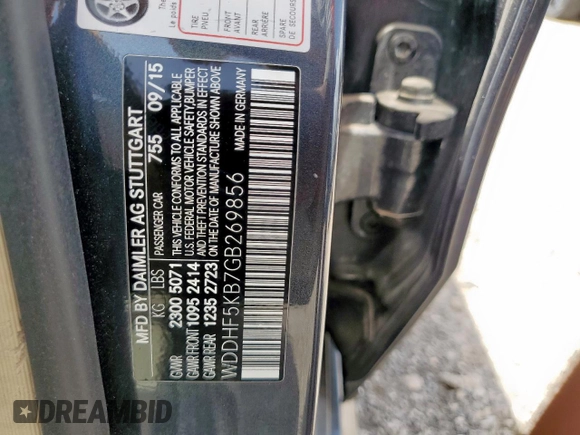 2016 Mercedes-Benz E 350 Sport with VIN WDDHF5KB7GB269856, listed as a Copart auction lot 56529335 with 113,100 mi miles and Clean Title. Bid and sale history available at DreamBid. Image 13.