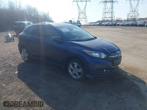2016 Honda HR-V EX-L w/Navi with VIN 3CZRU6H74GM736618, listed as a IAAI auction lot 41735309 with 57,530 mi miles. Bid and sale history available at carsss.com. Image 1.