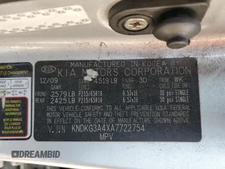 2010 Kia Sportage LX with VIN KNDKG3A4XA7722754, listed as a Copart auction lot 48991575 with 190,149 mi miles and Clean Title. Bid and sale history available at carsss.com. Image 14.
