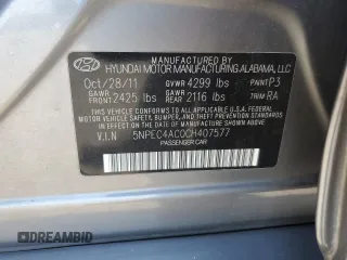 2012 Hyundai Sonata Limited with VIN 5NPEC4AC0CH407577, listed as a Copart auction lot 54094655 with 231,084 mi miles and Salvage Title. Bid and sale history available at carsss.com. Image 12.