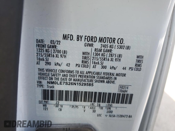 2022 Ford Transit Connect XL with VIN NM0LE7S26N1529585, listed as a Copart auction lot 88236435 with 177,616 mi miles and Clean title. Bid and sale history available at DreamBid. Image 13.