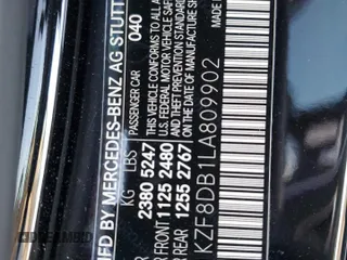 2020 Mercedes-Benz E-Class E 350 with VIN W1KZF8DB1LA809902, listed as a Copart auction lot 39193423 with 49,548 mi miles. Bid and sale history available at carsss.com. Image 12.