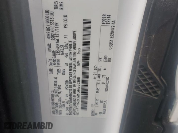 2016 Ford Transit Cargo with VIN 1FTYR2CM1GKB30368, listed as a Copart auction lot 51247805 with 136,568 mi miles and Salvage Title. Bid and sale history available at DreamBid. Image 13.