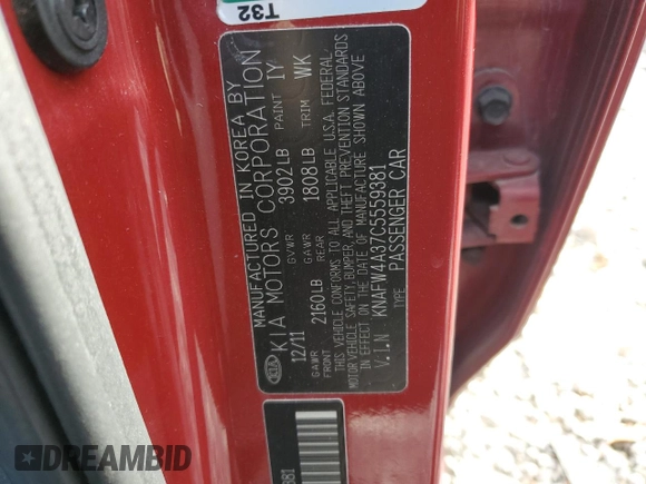 2012 Kia Forte SX with VIN KNAFW4A37C5559381, listed as a Copart auction lot 75927404 with 148,416 mi miles and Salvage Title. Bid and sale history available at carsss.com. Image 14.