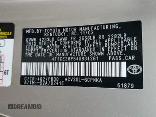 2004 Toyota Solara SE with VIN 4T1CE38P54U834261, listed as a Copart auction lot 81821614 with 97,563 mi miles and Clean Title. Bid and sale history available at carsss.com. Image 12.