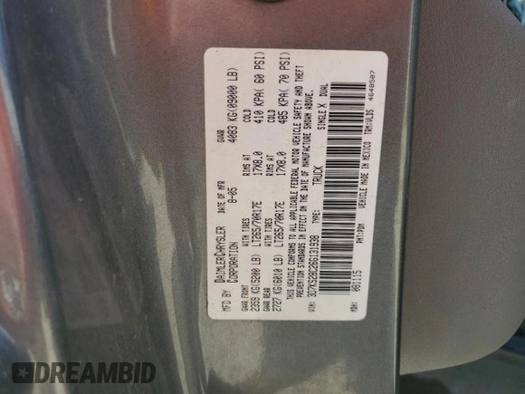 2006 Dodge 2500 SLT z VIN 3D7KS28C26G131938, wystawiony jako Copart lot #61466185 z przebiegiem 80 601 mil mil oraz Nie do naprawy • Non repairable. Historia ofert i sprzedaży dostępna na DreamBid. Obrazek 12.