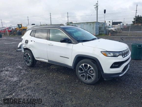 2022 Jeep Compass Limited with VIN 3C4NJDCB3NT203580, listed as a IAAI auction lot 42011823 with 34,844 mi miles and . Bid and sale history available at DreamBid. Image 1.