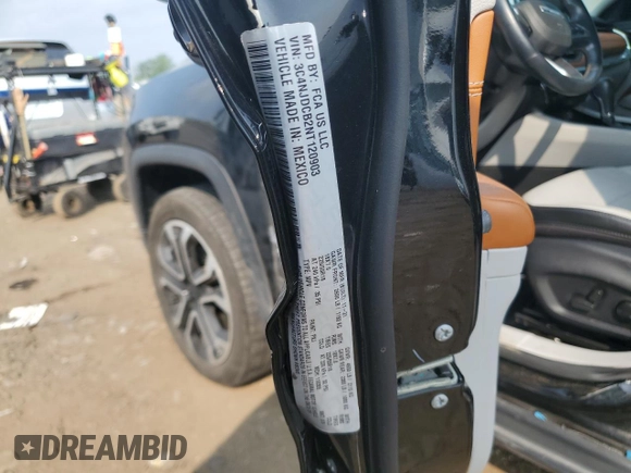 2022 Jeep Compass High Altitude with VIN 3C4NJDCB2NT120903, listed as a Copart auction lot 59476795 with 45,620 mi miles and Salvage title. Bid and sale history available at DreamBid. Image 13.