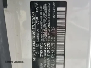 2008 Mercedes-Benz CLK 350 с VIN WDBTK56FX8F251132, выставлен на аукционе Copart как лот 87367514 с пробегом Не указан миль и Списание • Salvage title. История ставок и продаж доступна на DreamBid. Изображение 13.