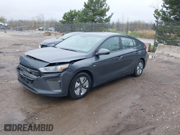 2019 Hyundai Ioniq Blue with VIN KMHC65LC7KU117578, listed as a IAAI auction lot 42173054 with 80,541 mi miles and . Bid and sale history available at DreamBid. Image 2.