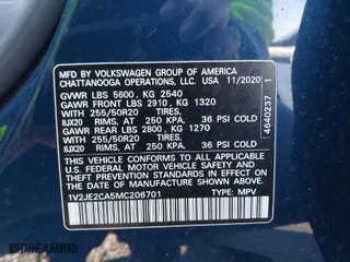 2021 Volkswagen Atlas Cross Sport 3.6L V6 SE w/Technology with VIN 1V2JE2CA5MC206701, listed as a IAAI auction lot 41165558 with 52,631 mi miles. Bid and sale history available at carsss.com. Image 9.