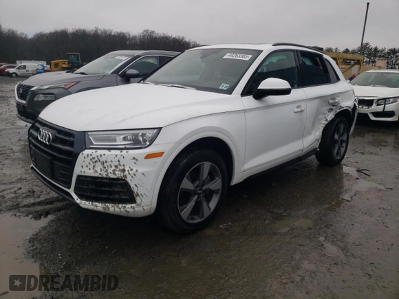 2020 Audi Q5 Premium with VIN WA1ANAFY5L2091293, listed as a Copart auction lot 44263385 with 45,383 mi miles and Salvage Title. Bid and sale history available at carsss.com. Image 1.