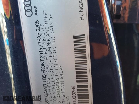 2017 Audi A3 Sedan Premium Plus with VIN WAUGUGFF3H1038266, listed as a Copart auction lot 71200734 with 105,768 mi miles and Salvage Title. Bid and sale history available at carsss.com. Image 12.